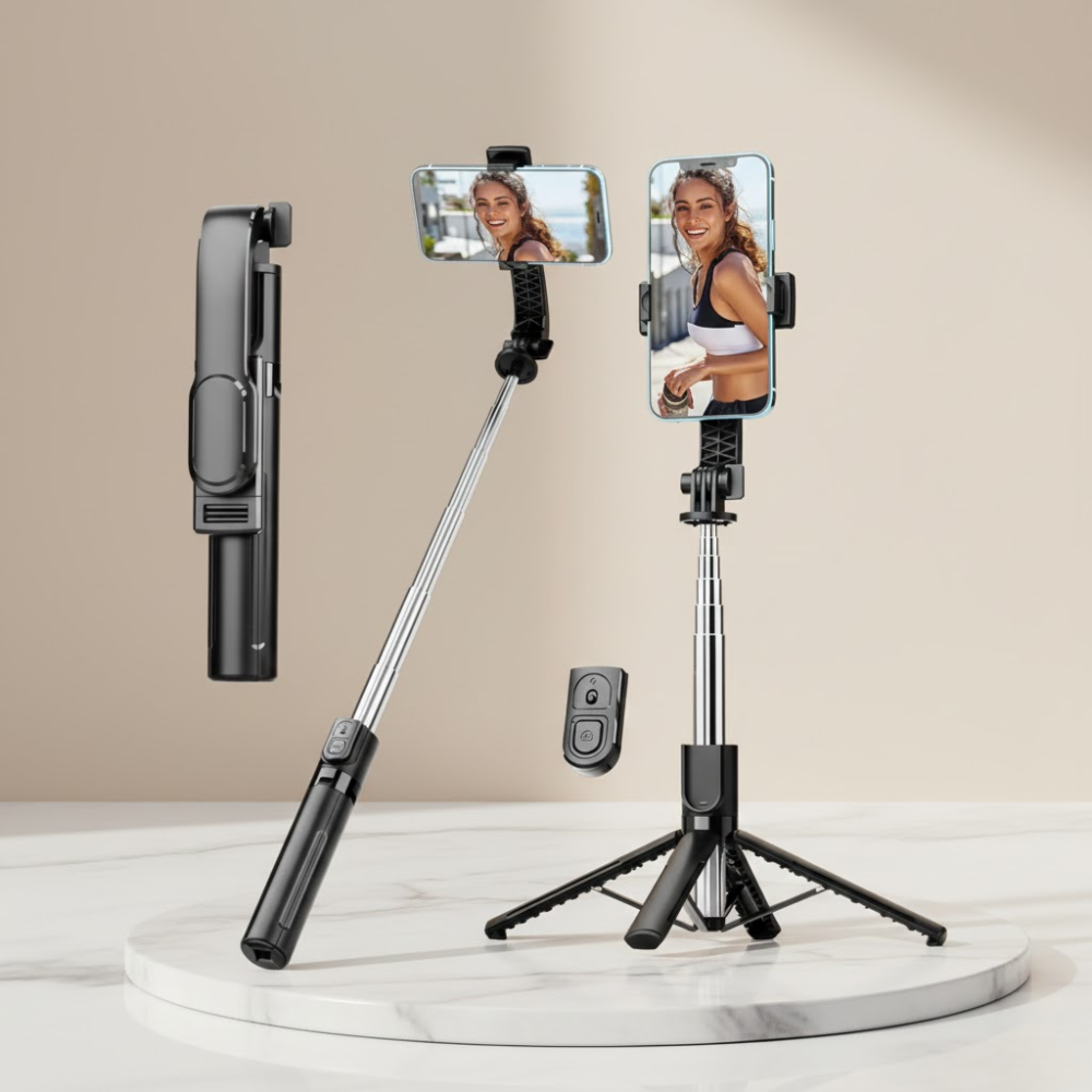 Selfie Stick Trépied Sans Fil C18 – Rotation 360° thumbnail 2