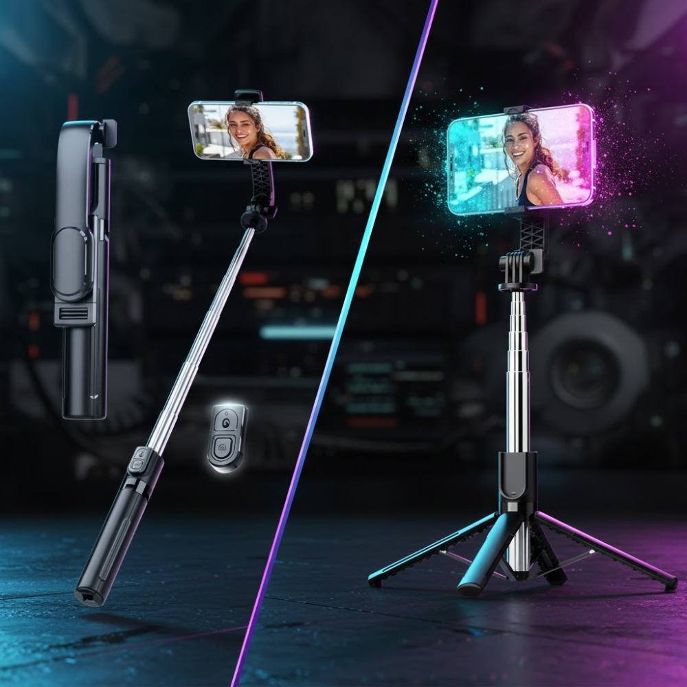Selfie Stick Trépied Sans Fil C18 – Rotation 360° thumbnail 4