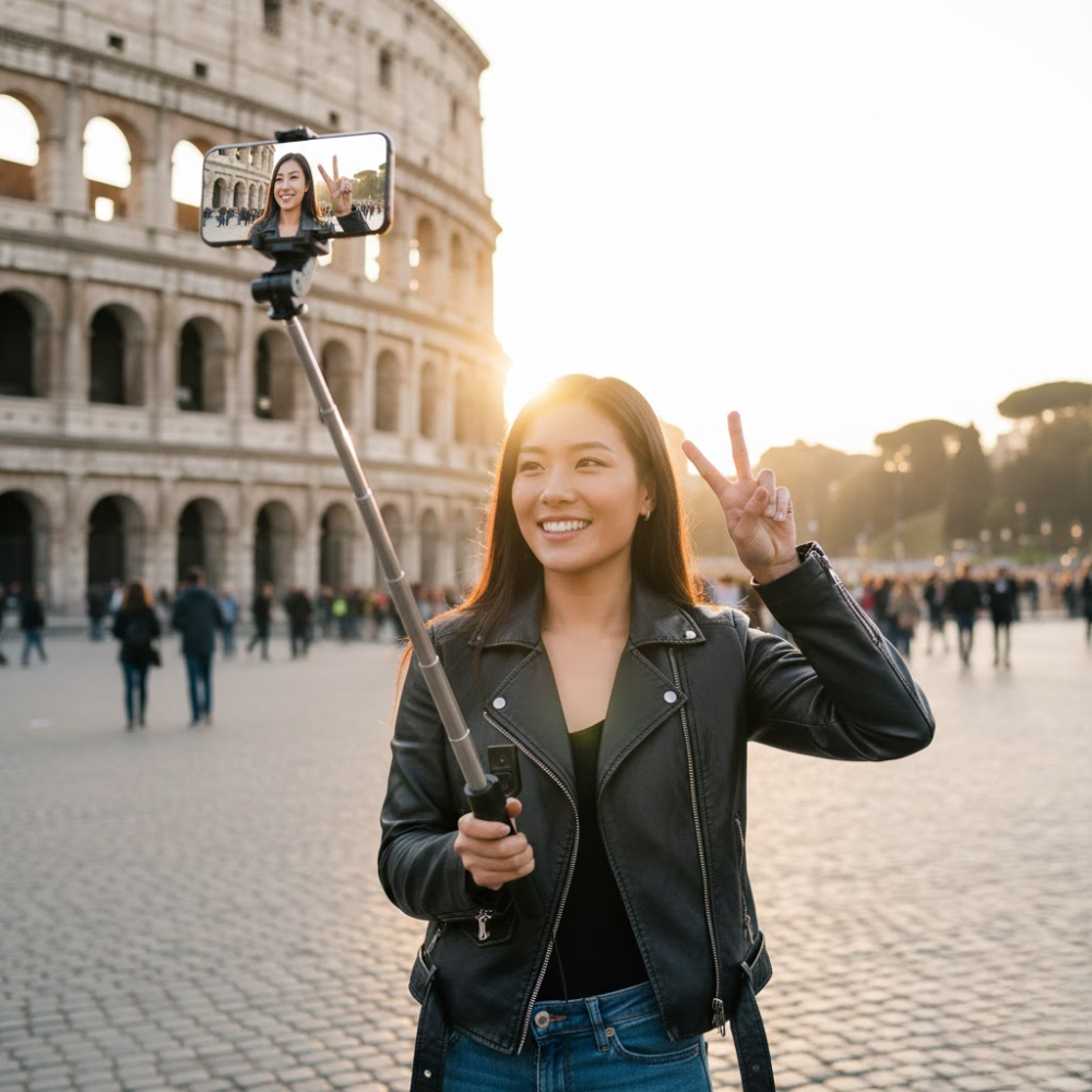 Selfie Stick Trépied Sans Fil C18 – Rotation 360° thumbnail 5