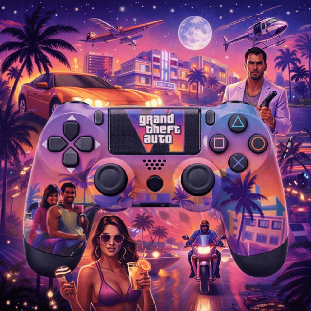 Manette Gaming Compatible Ps4 Style Néon Sunset