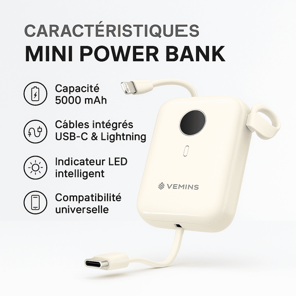 Power Bank Vemins Vpb-08 – 10000mah, Compact Efficace thumbnail 3