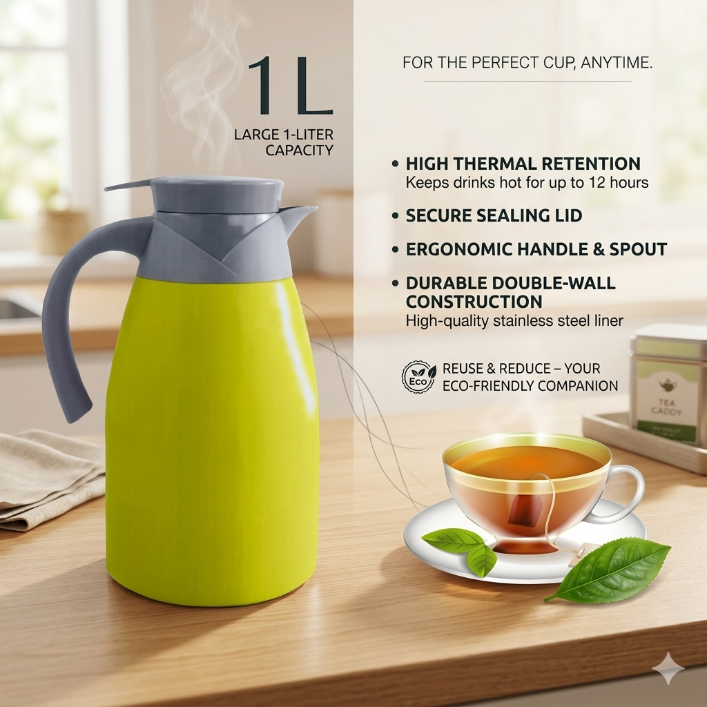Carafe Thermique 1l Portable Pour Camping Et Pique-nique thumbnail 3