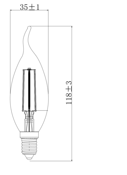 Pack De 10 Ampoule Led C35l 4-40w E14-f-lic 320lm Amber 2200k