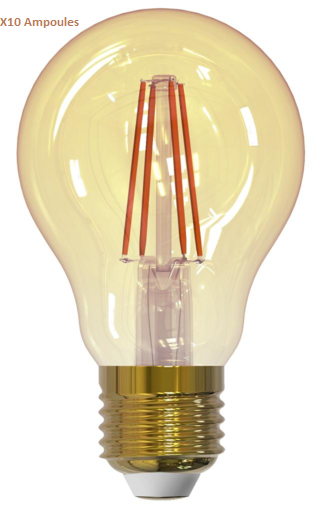 Pack De 10 Ampoule Led A60 4-40w E27 -f-lic 320lm Amber 2200k