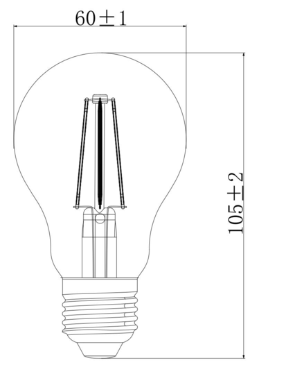 Pack De 10 Ampoule Led A60 4-40w E27 -f-lic 320lm Amber 2200k
