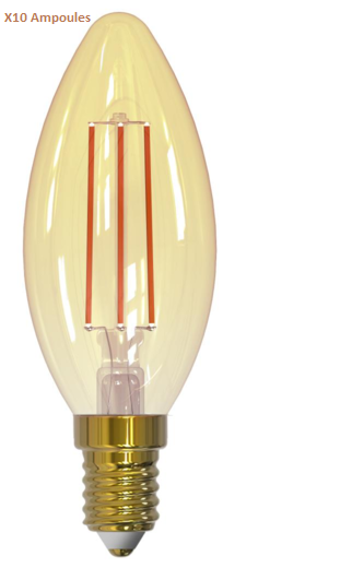 Pack De 10 Ampoule Led 40w E14 -finition Ambrée (2200k)