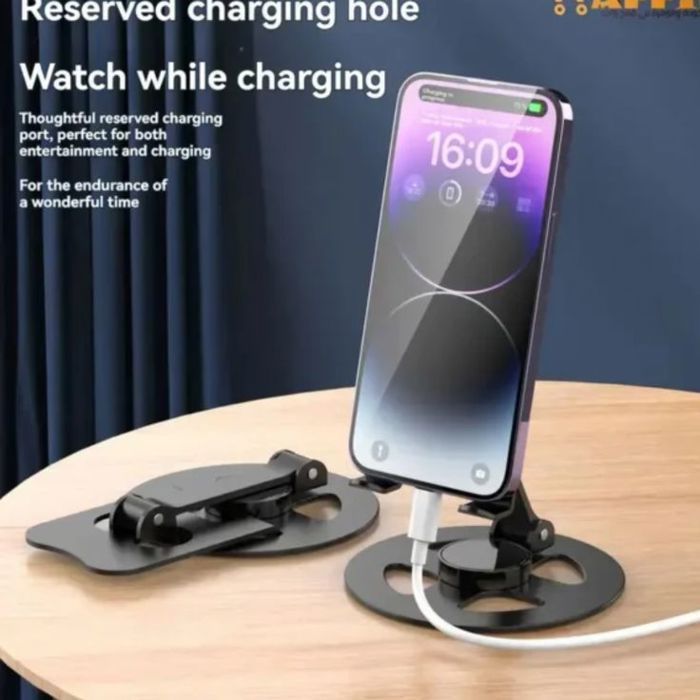 Support mobile metal pliable 360 degres base stable - couleure aleatoire thumbnail 4