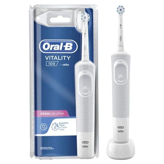 Oral-b Vitality 100 Sensi Ultrathin Brosse À Dents Électrique Blanche Brins Ultra-fins Gencives Sensibles Nettoyage Doux