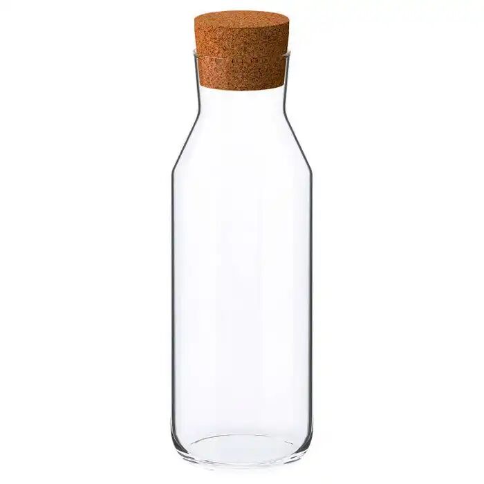 Carafe Bouteille En Verre Transparent 1,2l Avec Bouchon En Liège Naturel – Design Élégant Et Usage Quotidien