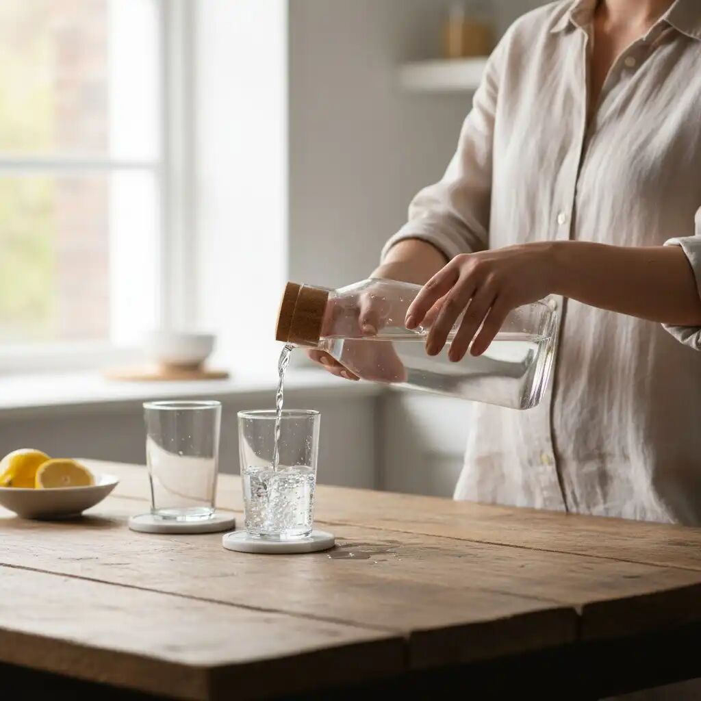 Carafe Bouteille En Verre Transparent 1,2l Avec Bouchon En Liège Naturel – Design Élégant Et Usage Quotidien