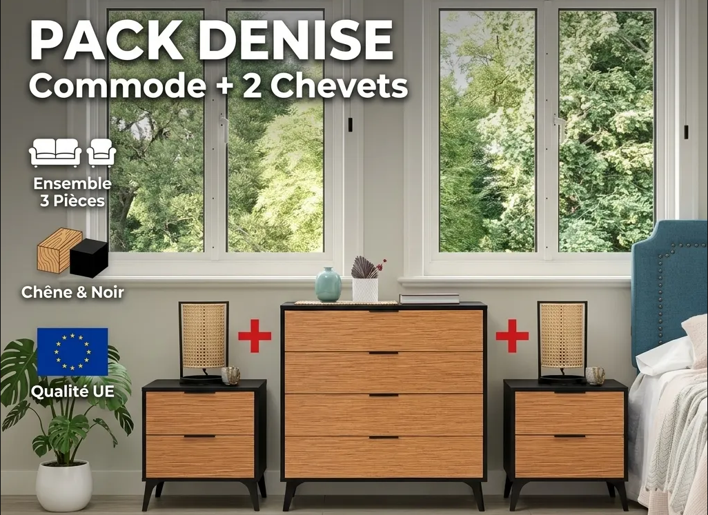 Pack Denise – Commode + 2 Tables De Chevet