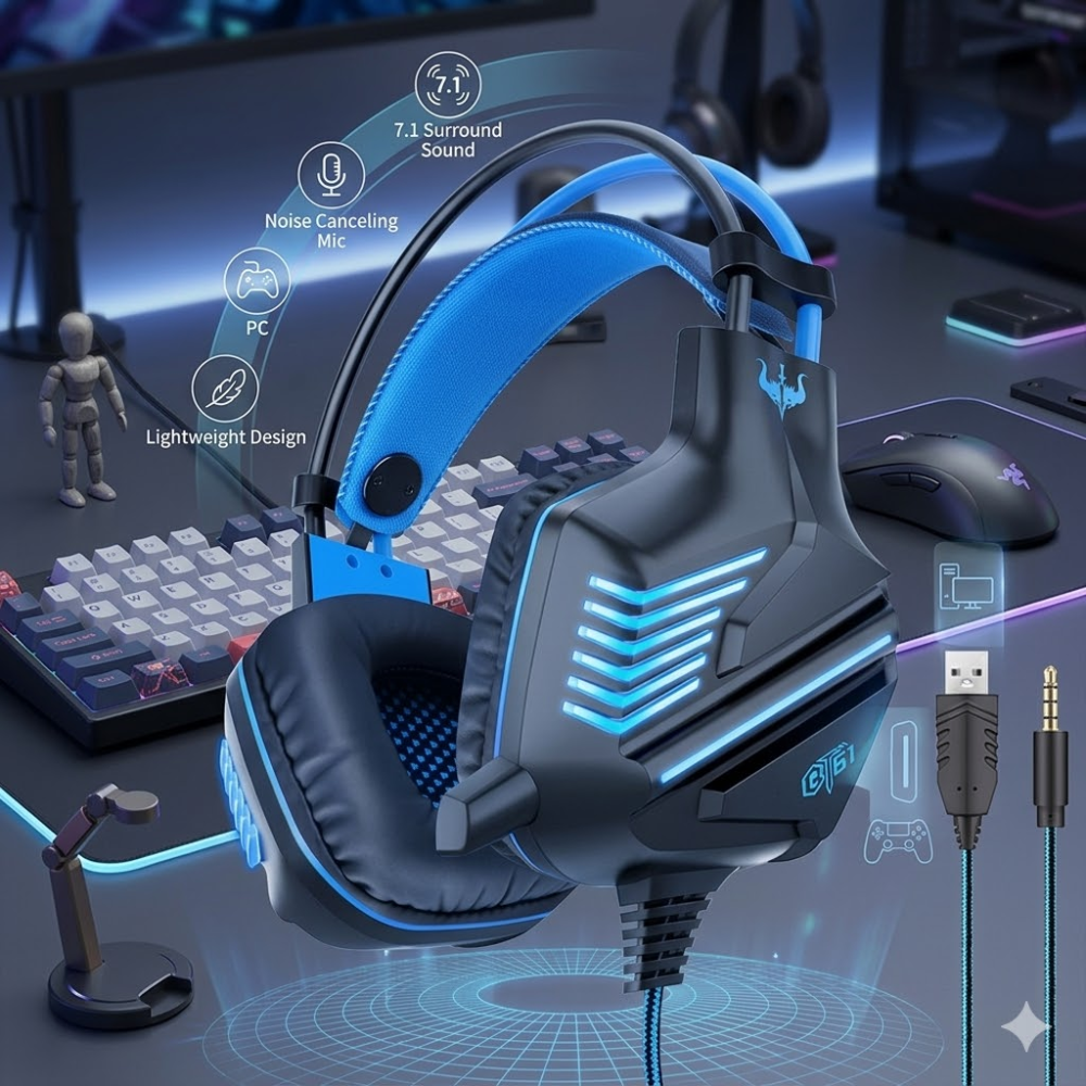 Ovleng Gt61 Gaming – Casque Gaming Rgb Avec Micro Et Son Stéréo