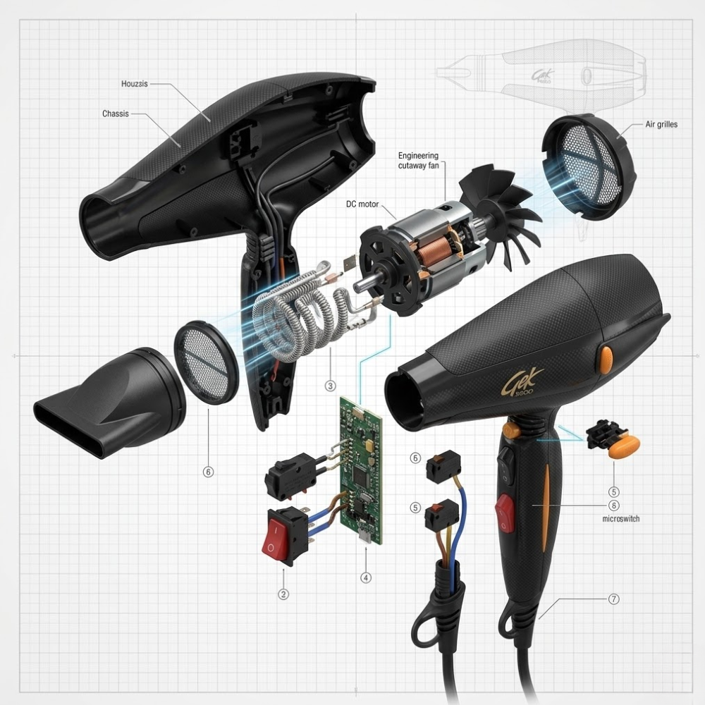Gek 3800 Professional Hairdryer – Sèche-cheveux Professionnel thumbnail 5