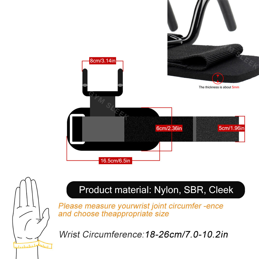 Gym Straps Bandes De Poignets Crochet Métallique Solide thumbnail 5