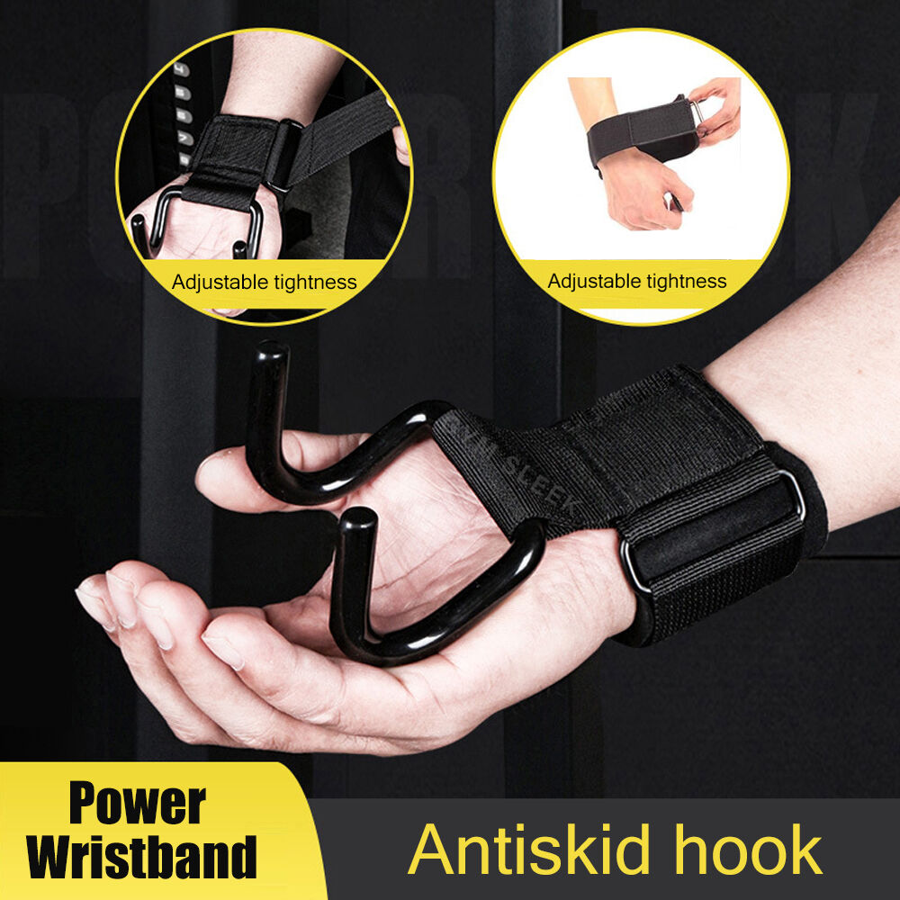 Gym Straps Bandes De Poignets Crochet Métallique Solide thumbnail 6