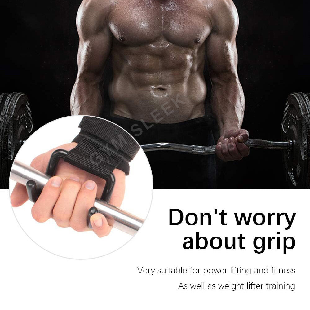 Gym Straps Bandes De Poignets Crochet Métallique Solide thumbnail 8