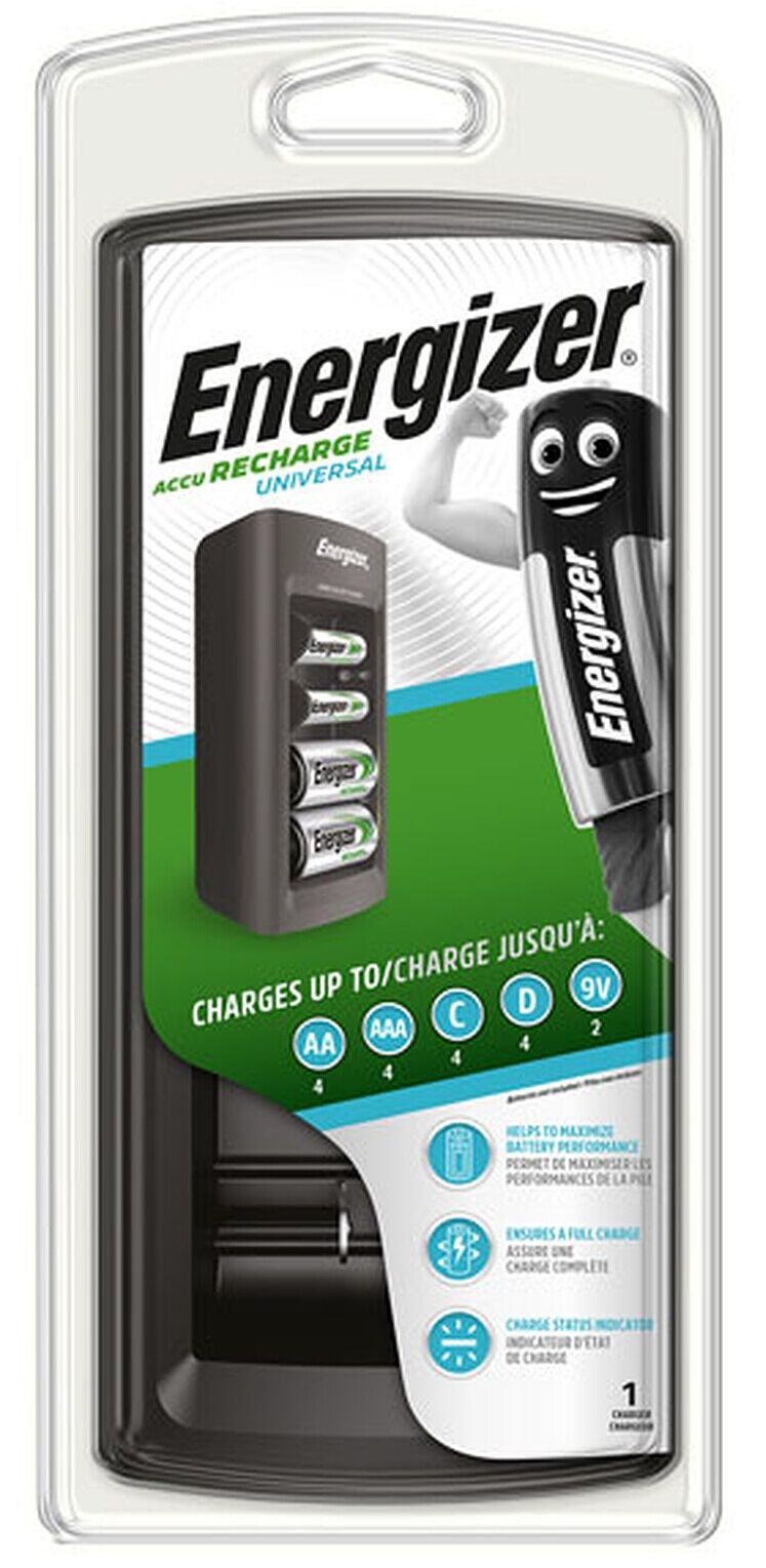 Chargeur Rechargeable Universel Energizer Pour Piles C Cell, D Cell, Aa, Aaa Et 9v