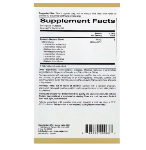 Probiotics Lactobif® 5, 5 Billion Cfu, 60 Veggie Capsules