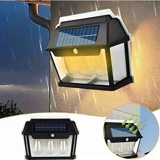 Lampe Murale Solaire Extérieure À Triple Led Étanche Avec Détecteur De Mouvement Deux Lampe thumbnail 2