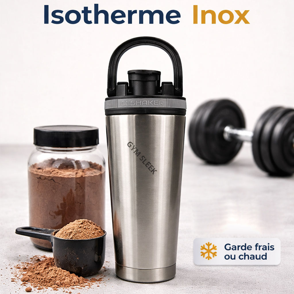 Shaker Inox Isotherme Sans Bpa Multi-usage – Bouteille Sport Thermique En Acier Inoxydable thumbnail 6