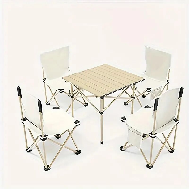 Ensemble De Chaises Et Table Carrées En Bois Pour Voyage, Camping Et Pique-nique thumbnail 5