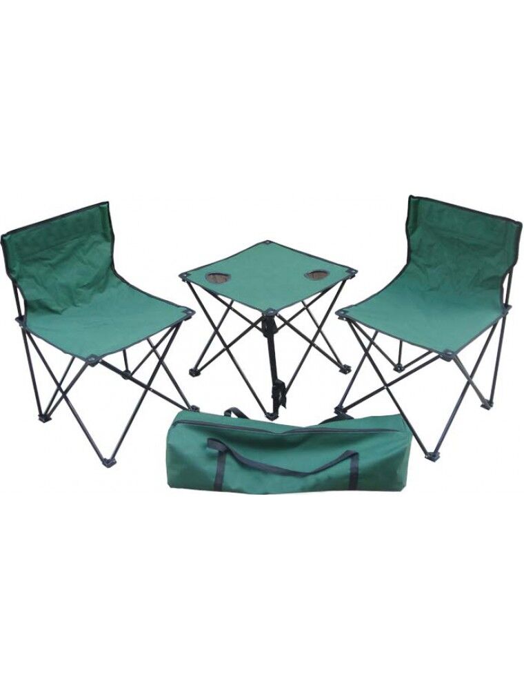 Ensemble Table Et Chaise Avec Porte-gobelet En Maille Pour Pique-nique, Voyage, Camping Vert thumbnail 1
