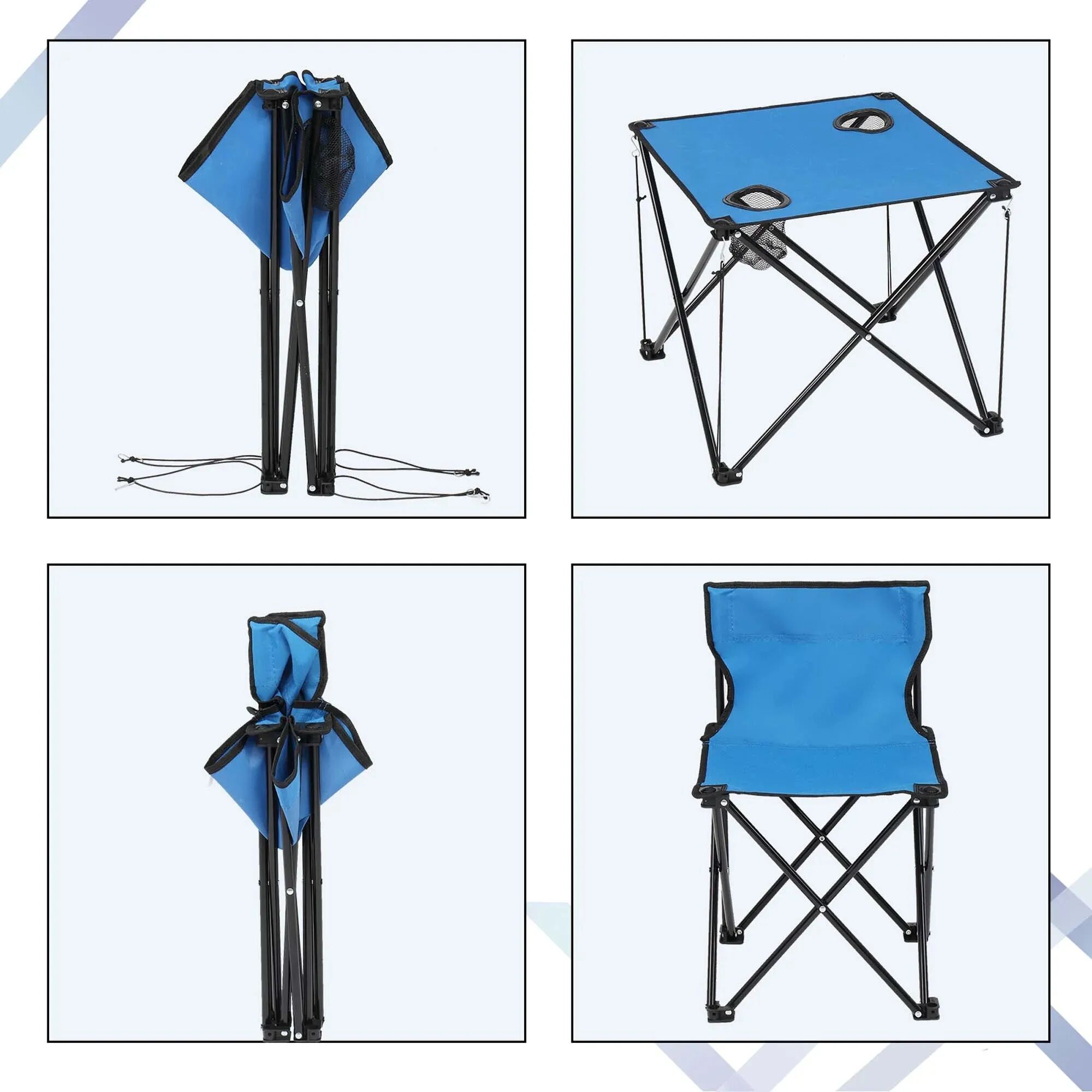 Ensemble Table Et Chaise Avec Porte-gobelet En Maille Pour Pique-nique, Voyage, Camping Rouge thumbnail 4
