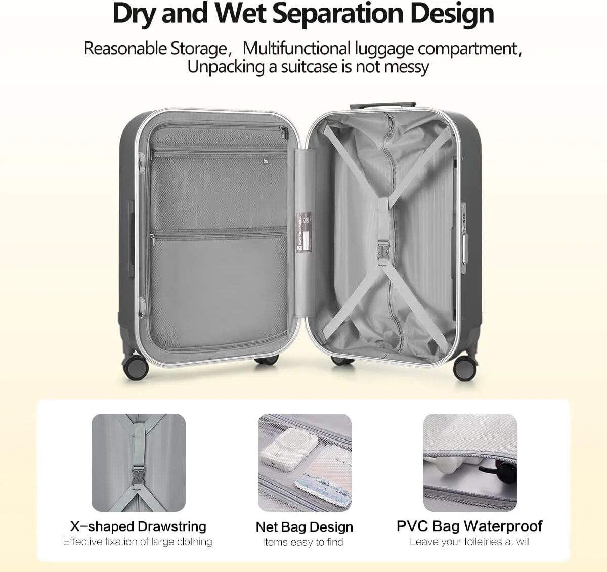 Valise De Voyage Taille Moyenne Pour Hommes Et Femmes Mauve thumbnail 4