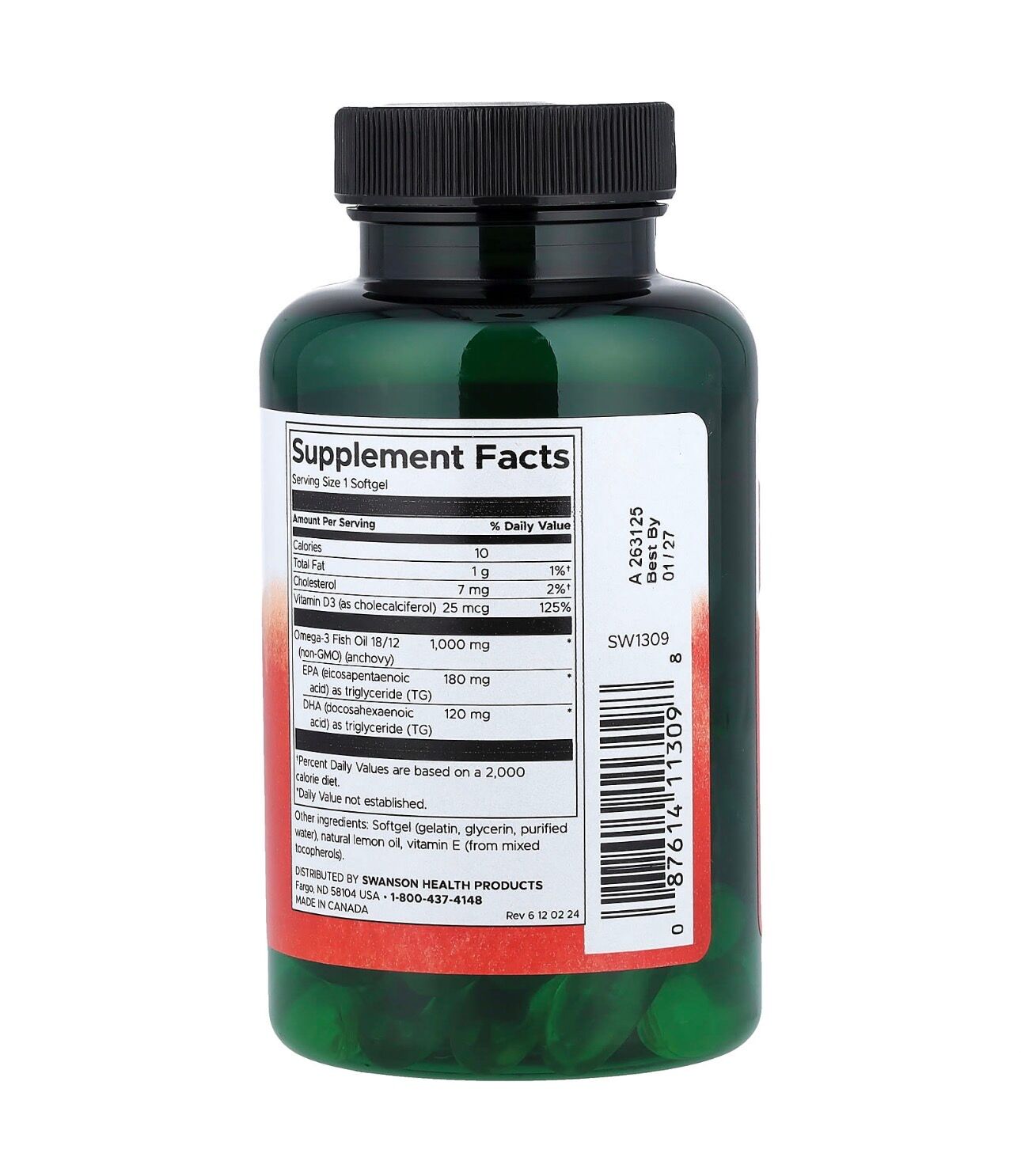 Oméga 3, + Vitamine D, Citron, 60 Capsules  thumbnail 3