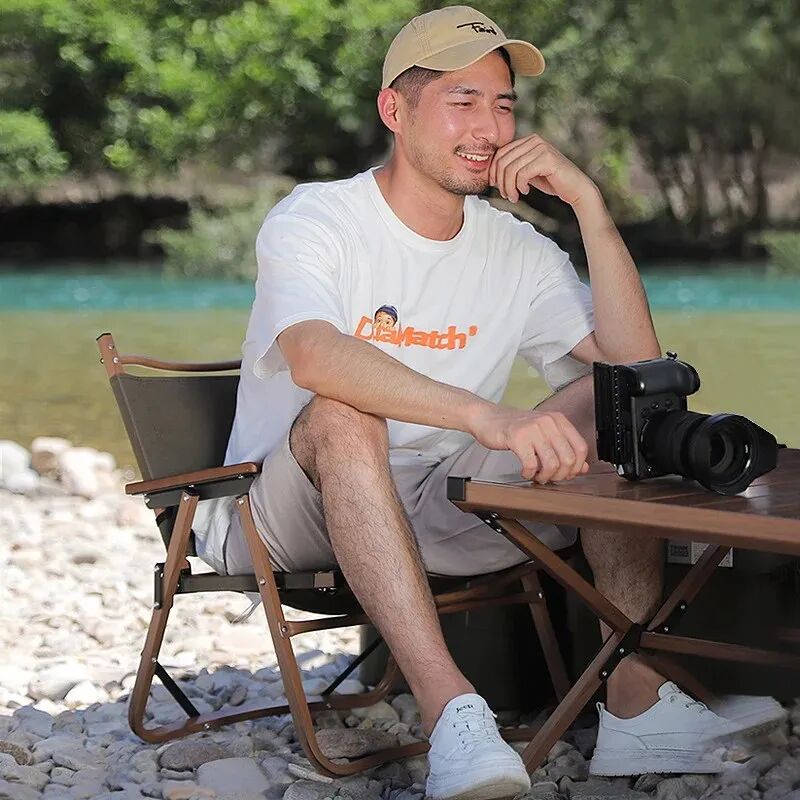 Chaise Pliante Portable Pour La Pêche, La Plage Et Le Camping. Noir thumbnail 3