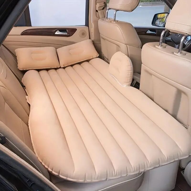 Matelas Gonflable De Voyage Pour Siège Arrière De Voiture, Matelas De Voyage ,confort Portable Biege thumbnail 2