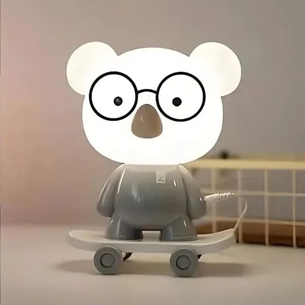 Lampe De Nuit Led Pour Chambre D'enfant ,dessin Animé Mignon,veilleuse Adorable Blanc Gris thumbnail 3