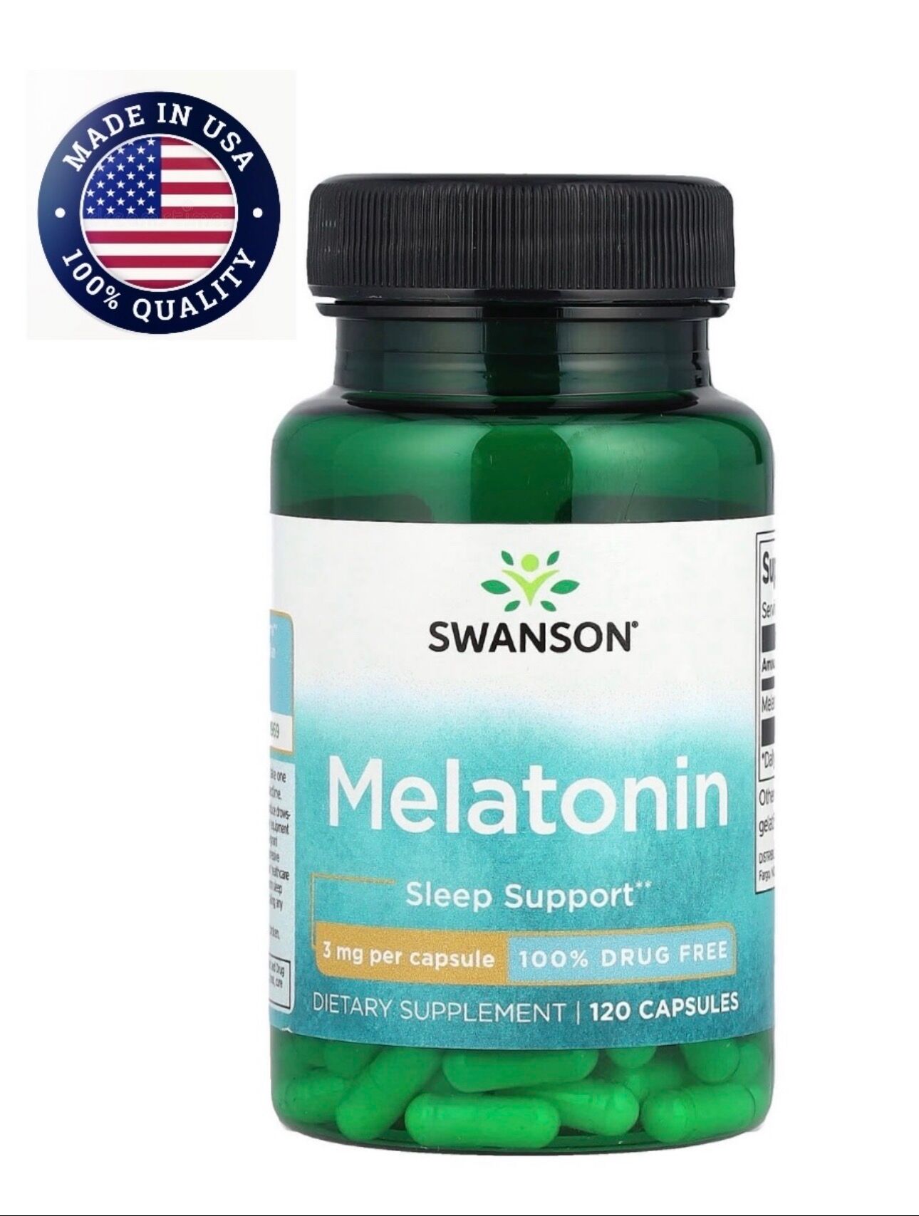 Melatonine, 120 Capsules. Made In Usa