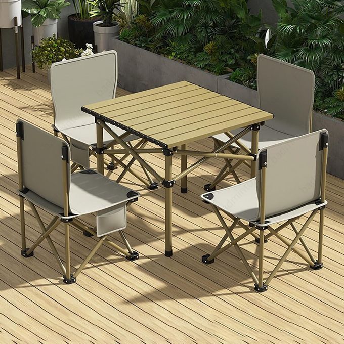 4 Chaises Pliantes De Camping +table Mobile