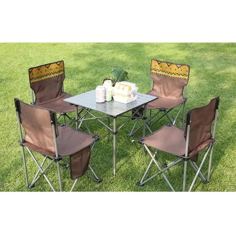 4 Chaises Pliantes De Camping +table Mobile