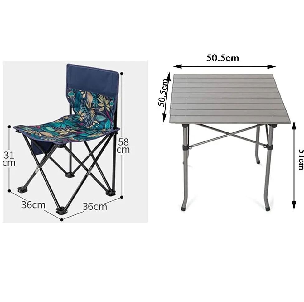 4 Chaises Pliantes De Camping +table Mobile thumbnail 3