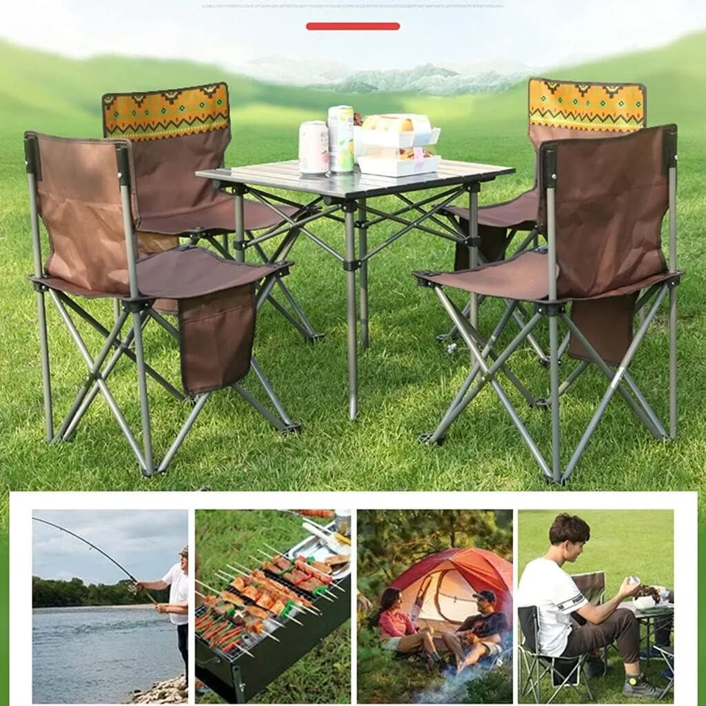 4 Chaises Pliantes De Camping +table Mobile thumbnail 4