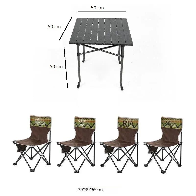 4 Chaises Pliantes De Camping +table Mobile thumbnail 6
