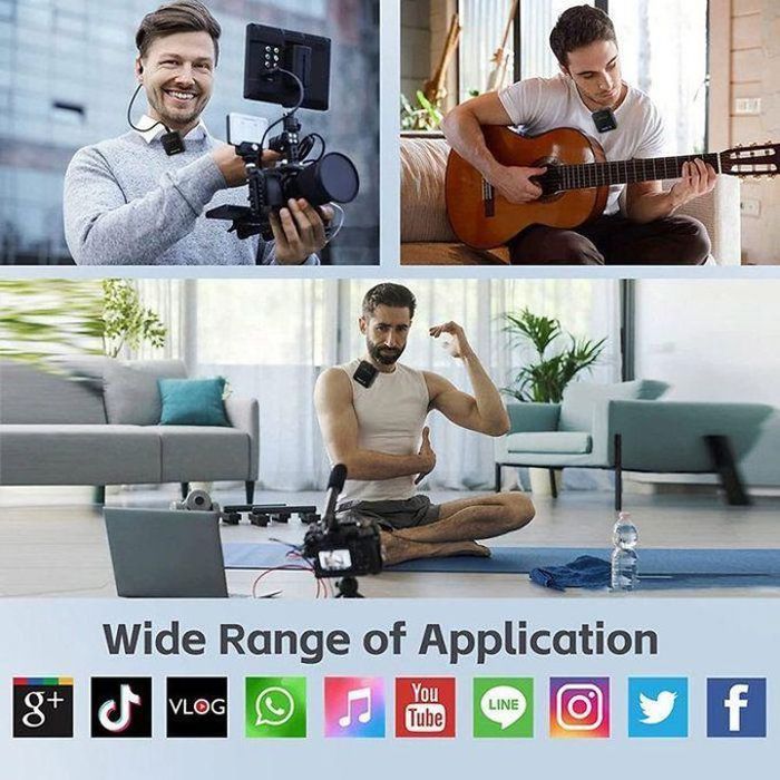 Microphone cravate sans fil F15 2 en 1 pour iPhone et Android thumbnail 3