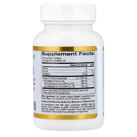 Omega 800 Ultra-concentrated Omega-3 Fish Oil, Triglyceride Form, 30 Softgels