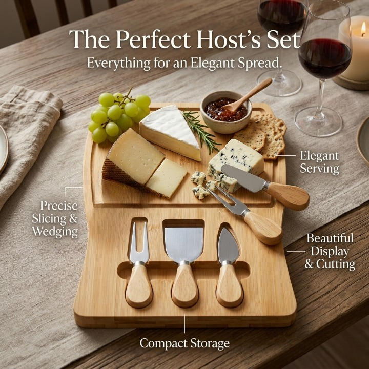 Plateau À Fromage Avec Ustensiles De Découpe thumbnail 3