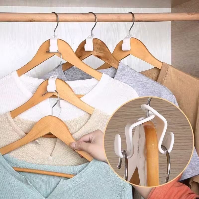 Lot De 10 Crochets Connecteurs Pour Cintres, Organisateur Gain De Place Armoire Vêtements thumbnail 3
