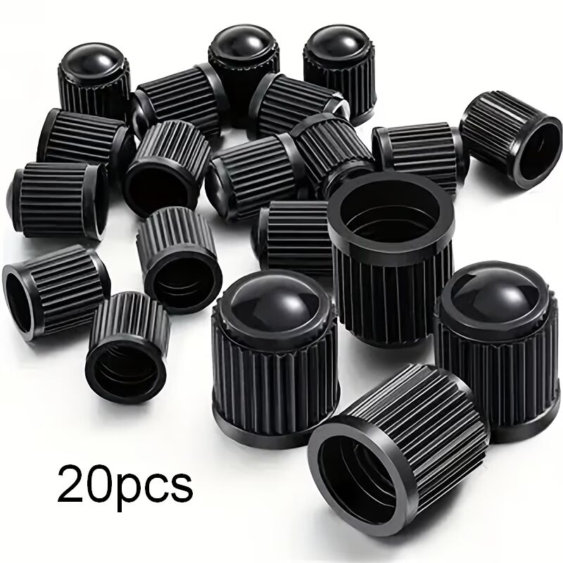 Lot 20 Bouchons Valve Pneu Noirs Universels - Anti-poussière Pour Voiture, Moto, Vélo