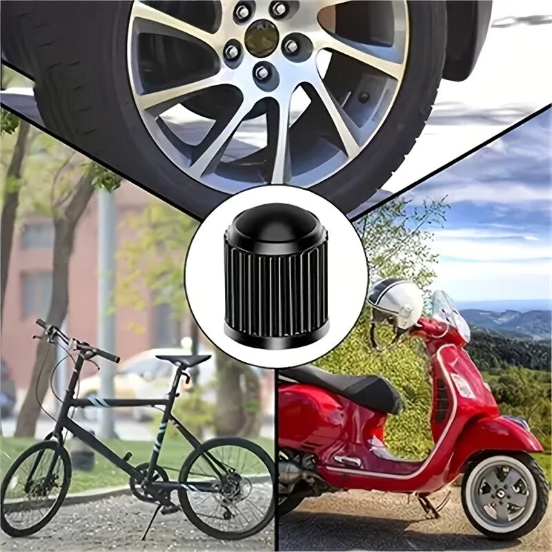 Lot 20 Bouchons Valve Pneu Noirs Universels - Anti-poussière Pour Voiture, Moto, Vélo thumbnail 3