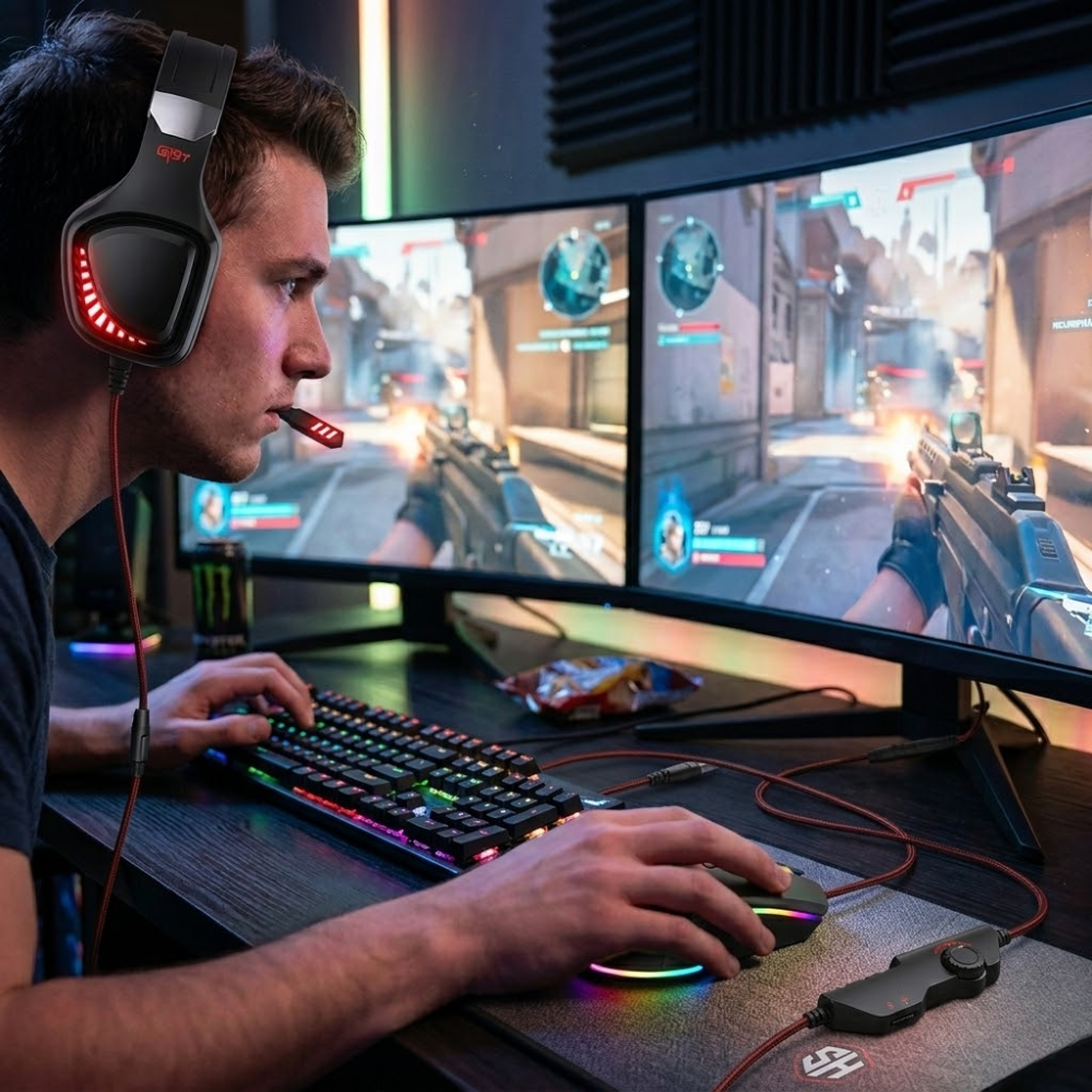 Casque Gamer Gaming Headset Gt97 - Couleur Aleatoire thumbnail 2