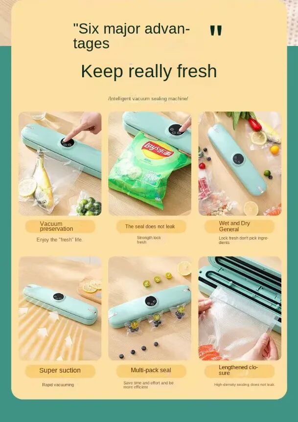 Appareil De Mise Sous Vide Alimentaire Pour Usage Domestique, Double Voltage Et Fermeture Hermétique thumbnail 6