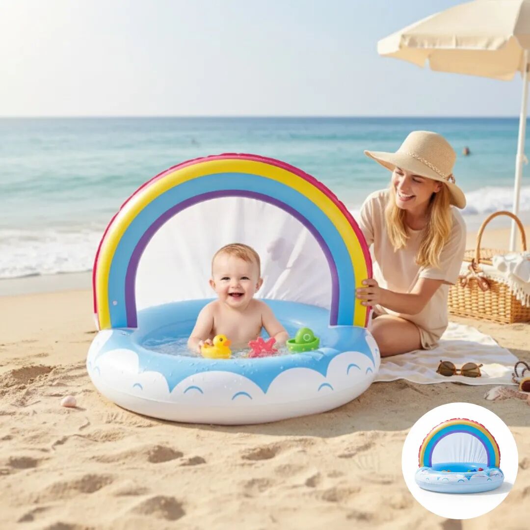 Mini Piscine Gonflable Bébé Avec Toit Ombragé Idéale Pour Jardin, Plage Ou Cour