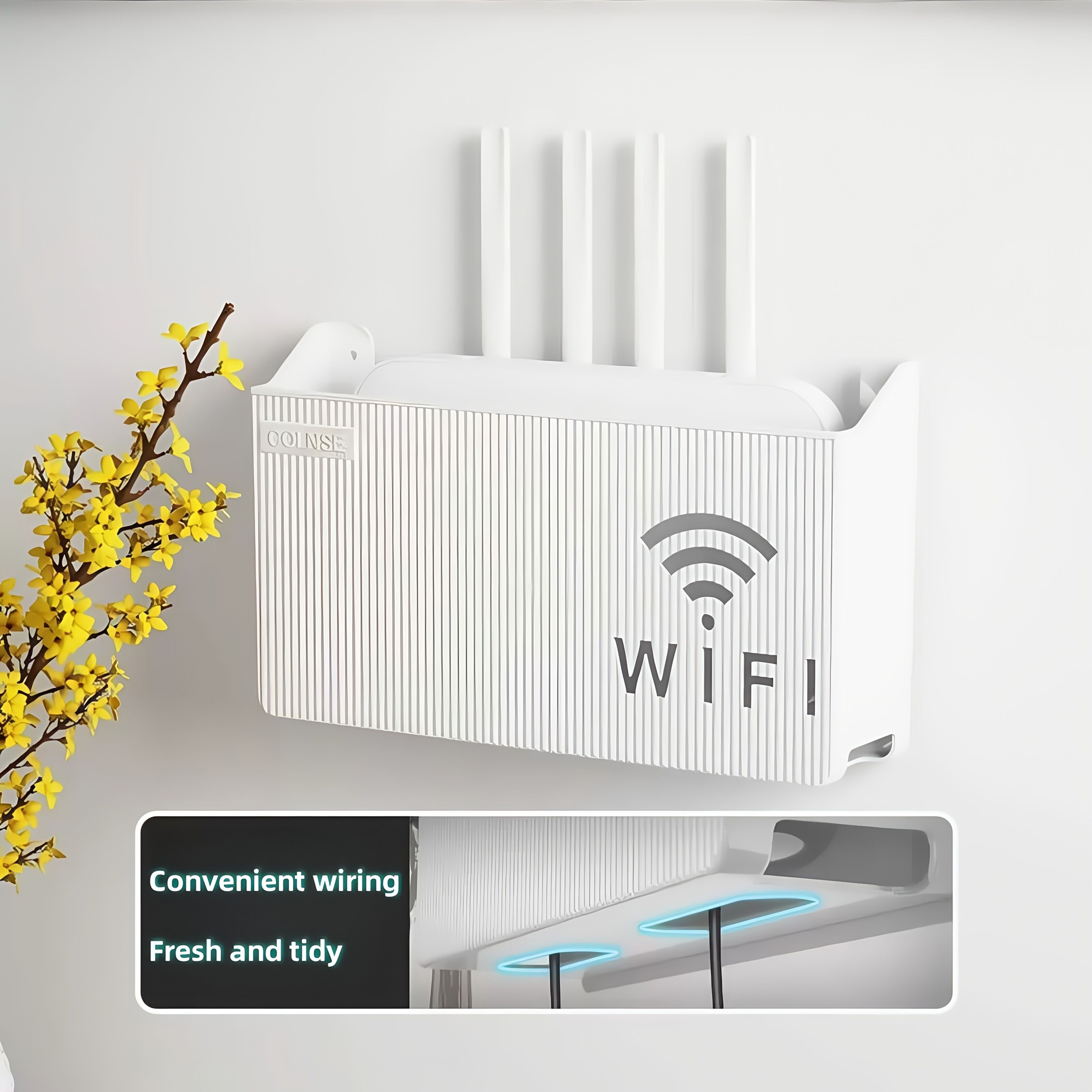 Support Mural Pour Routeur Wifi - Installation Sans Perçage (24.5 X 14 X 6 Cm)