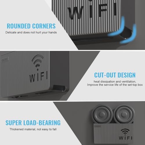 Support Mural Pour Routeur Wifi - Installation Sans Perçage (24.5 X 14 X 6 Cm) thumbnail 3