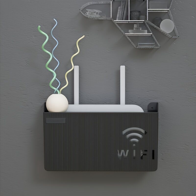 Support Mural Pour Routeur Wifi - Installation Sans Perçage (24.5 X 14 X 6 Cm)